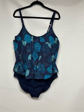 L.L. Bean Navy and Black Swim One-Piece with LYCRA